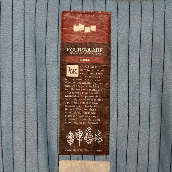 Foursquare snowboard shell jacket performance waterproof stripe Small - Picture 6 of 14